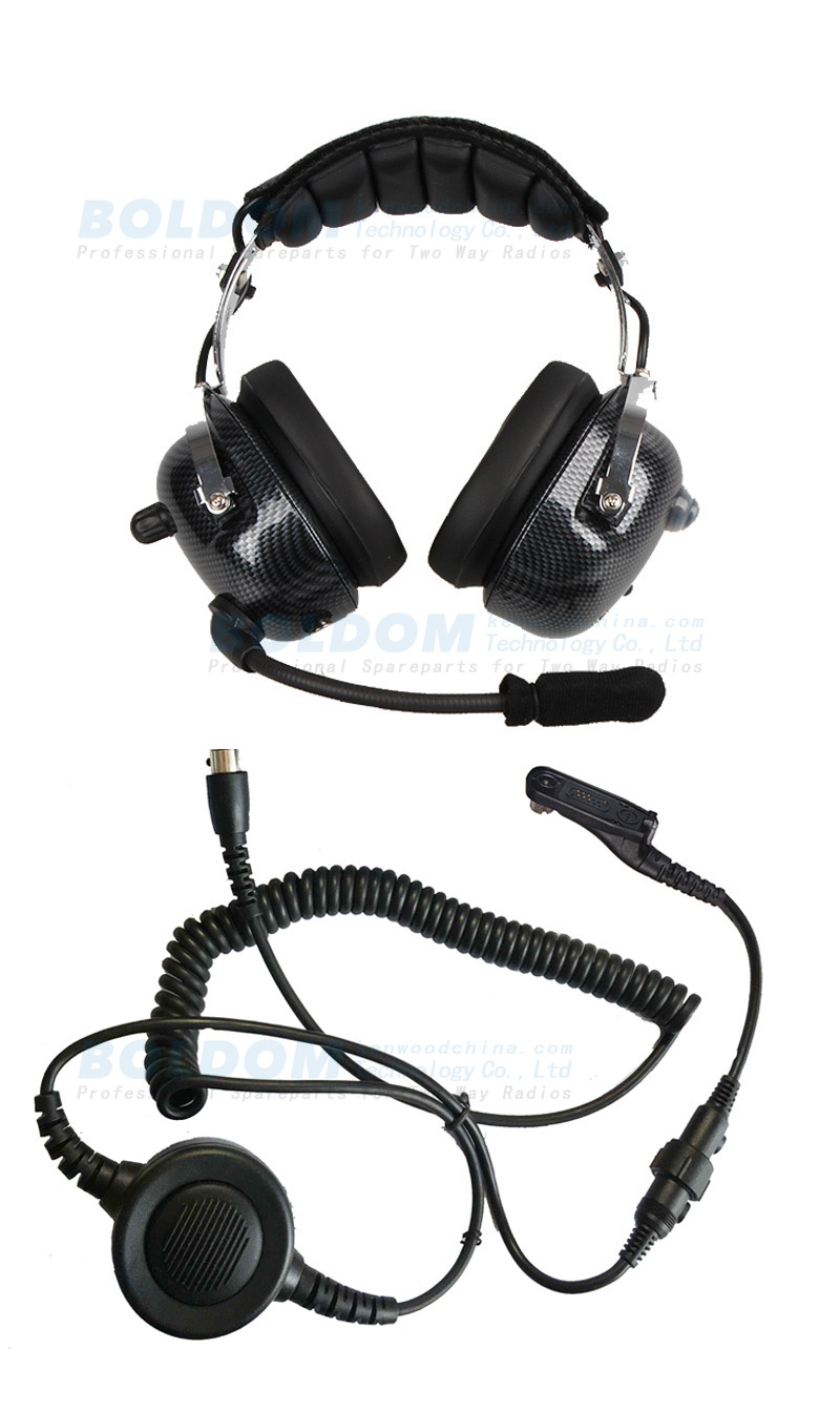 NC02R03B Noise cancelling headsets for two way radio on airport, racing ground and helicopter with big round PTT