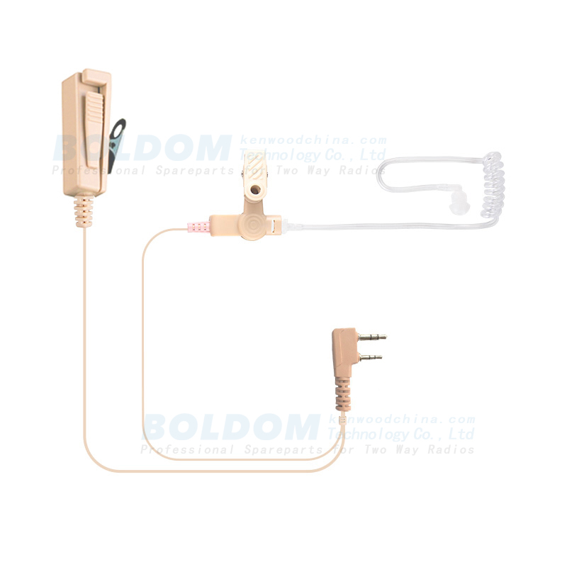 208980B beige earpiece  2 wire Surveillance kit for two way radios kenwood motorola vertex with transparent tube acoustic tube