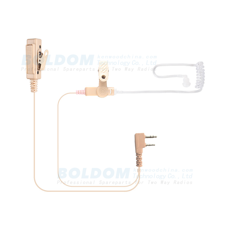 200980B beige earpiece 2 wire Surveillance kit for two way radios kenwood motorola vertex with transparent tube acoustic tube