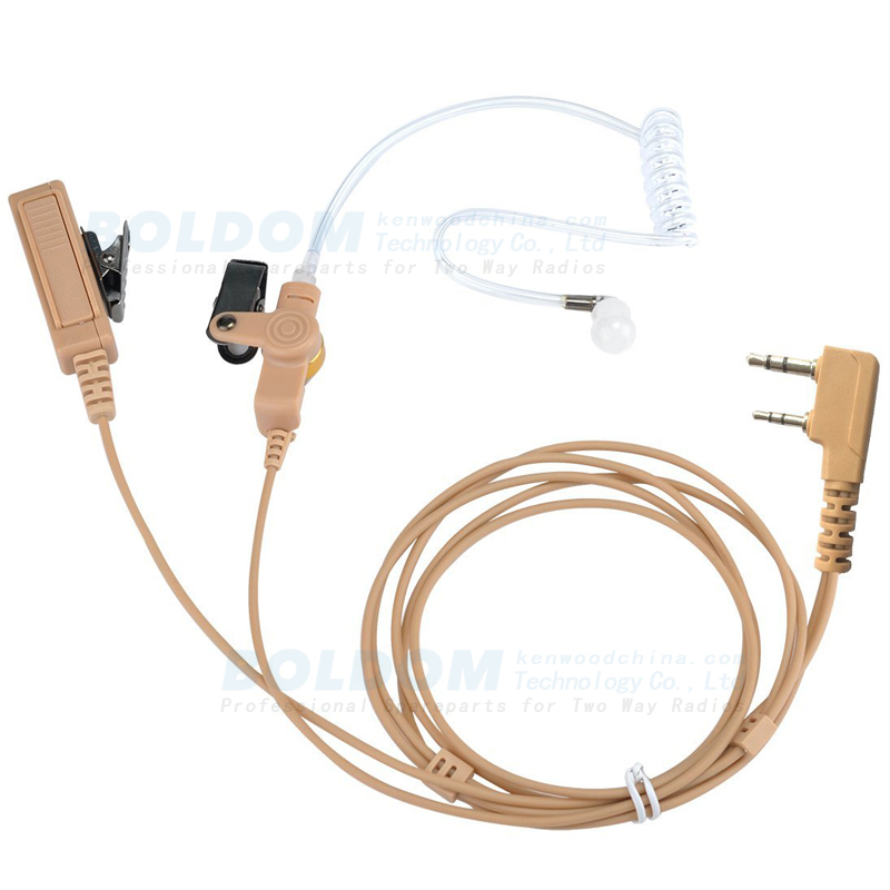 200980B beige earpiece 2 wire Surveillance kit for two way radios kenwood motorola vertex with transparent tube acoustic tube