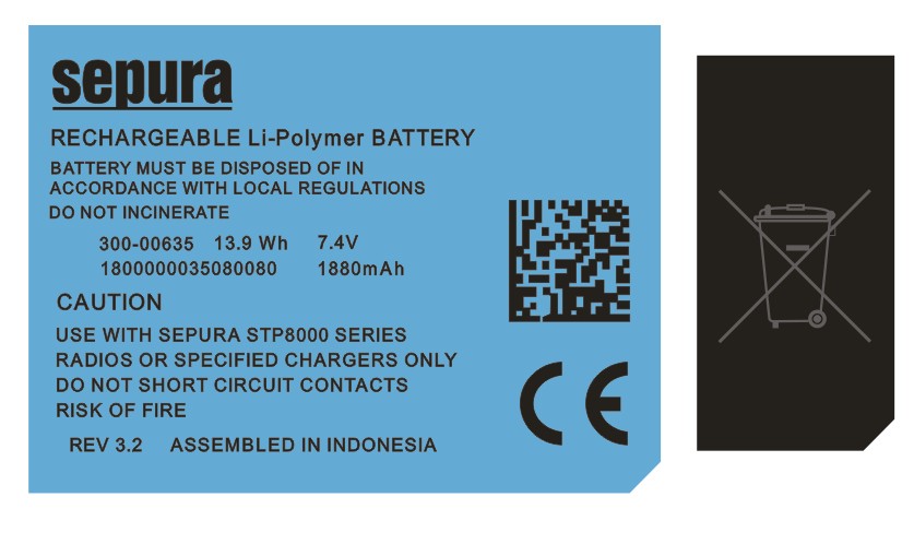 Sepura STP8000 battery 300-00635 for STP8000 STP9000 STP8200 STP9200 SC2020 radio